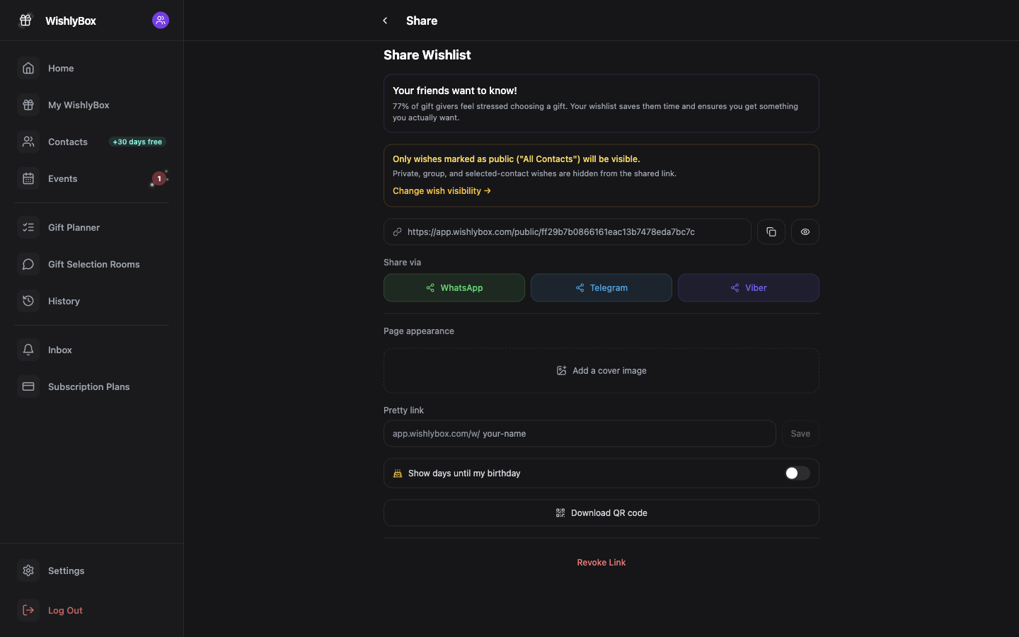WishlyBox Sharing